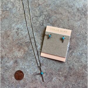 Vintage sterling cross necklace and earring set